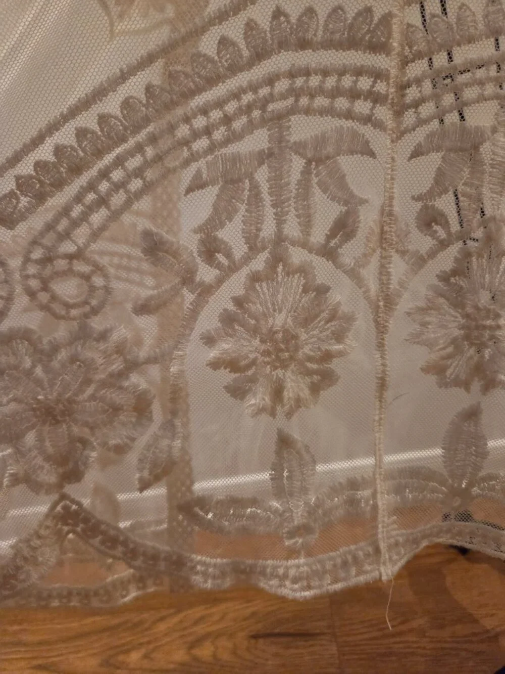 Ivory Sheer Embroidered Lace Maxi Duster Kimono Boho Open Front